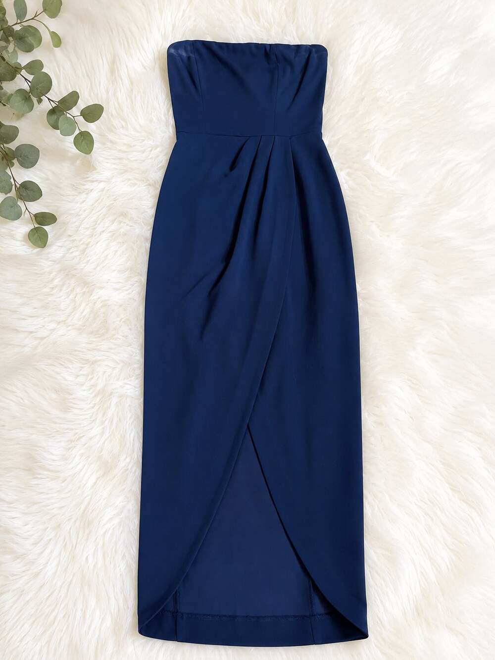 WAYF Navy Blue Angelique Strapless Tulip Hem Cocktail Dress S